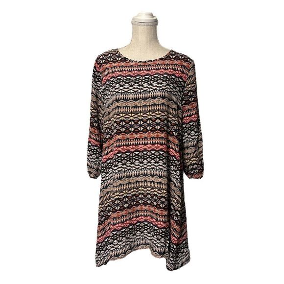 Anthropologie The Odells Geometric Striped Festival Boho Silk Dress Size Medium - Picture 6 of 16